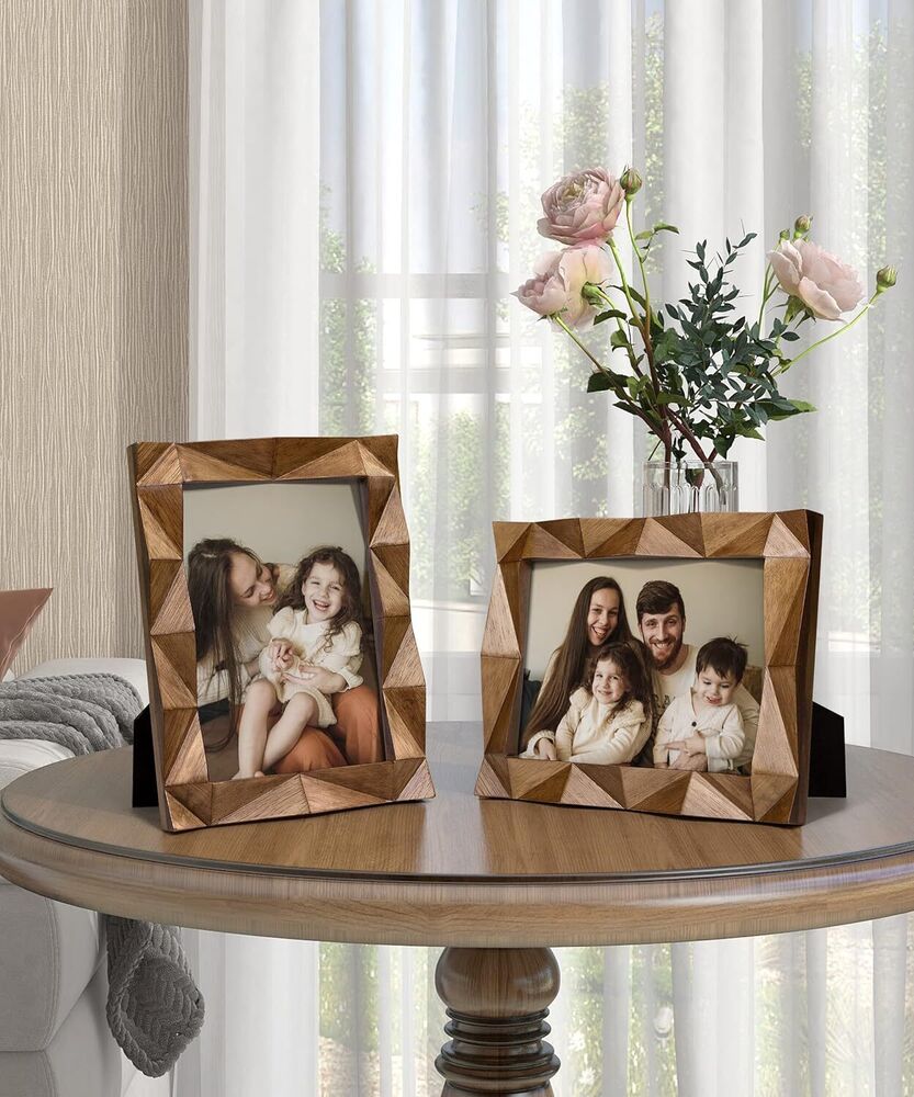 Handmade Wooden Picture Frame Farmhouse Photo Rustic Walnut-Colored Finish 5x7