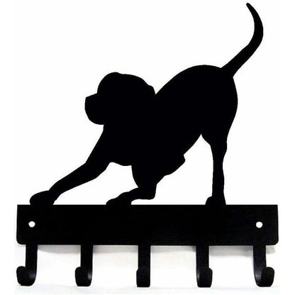 Wall Mounted Hook Up Hanger Playful Pup Key Rack Dog Leash Hanger Metal Art