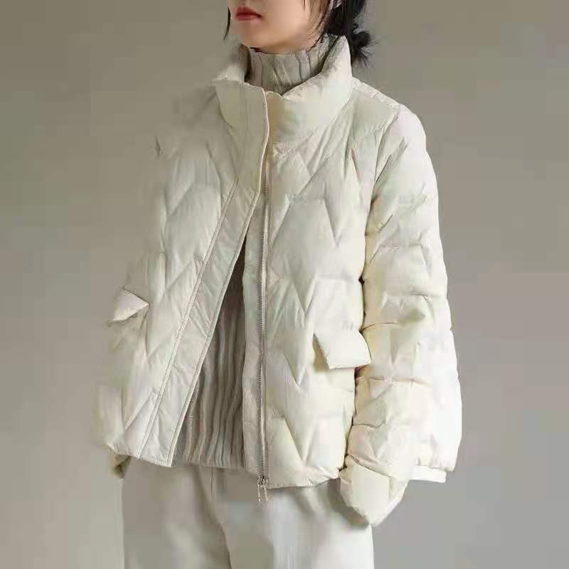 Womens Korean Fashion Duck Down Puffer Jacket Stand Collar Parka Winter Outwear