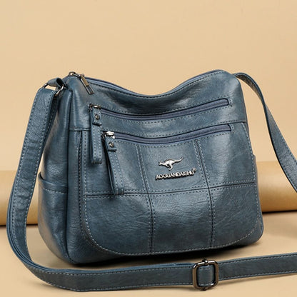 Crossbody Bag Soft Leather Messenger Pouch Retro Woman Handbag Shoulder Purse