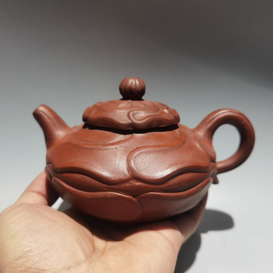 Chinese Yixing Zisha Clay Handmade Exquisite Kung Fu Tea Set Teapot （风卷葵 底款：时大彬）