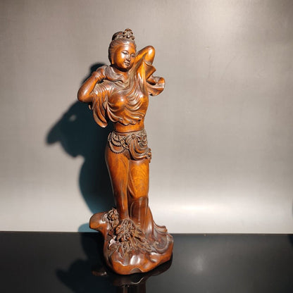vintage christmas boxwood beauty figurine sexy Gift dance girl Dream carving art