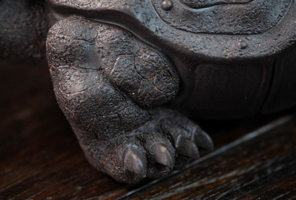 Chinese Yixing Handmade black Clay LingShouLongGui tea Pet Gongfu Dragon turtle