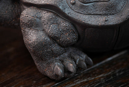Chinese Yixing Handmade black Clay LingShouLongGui tea Pet Gongfu Dragon turtle