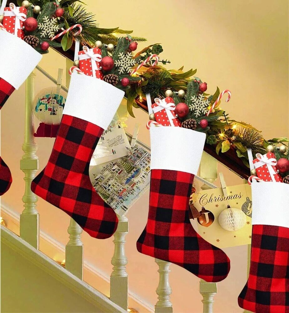 6pc Christmas Stocking Christmas Socks Christmas Tree Decor Xmas Gift Bags 2023