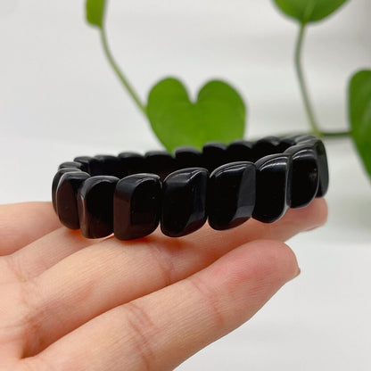 Nature Obsidian bracelet Black Needle Stone obsidian hand row women lady Grils