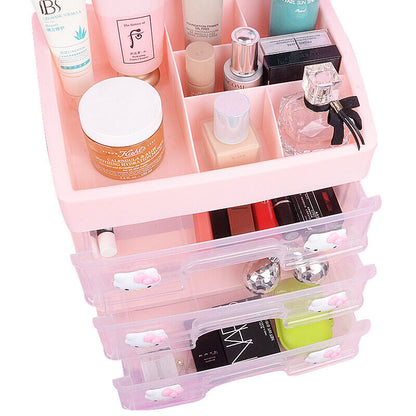 Girls Pink Color Hello Kitty Three Drawers Storage Cosmetic Storage Box Shelf