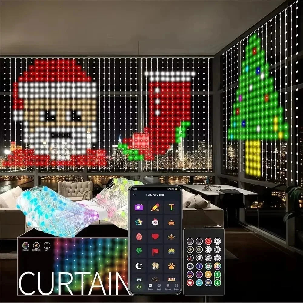 800 LED RGB Curtain Lights with Music,App Controls and Remote for Wedding/Christ