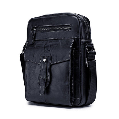 100% Genuine Leather Men's Sling Shoulder Bag 11" Large Capacity Crossbody Bag