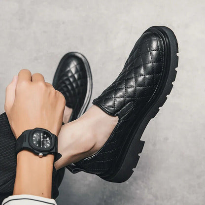 Loafers Shoes Men Black Breathable Height Increasing Men Shoes
