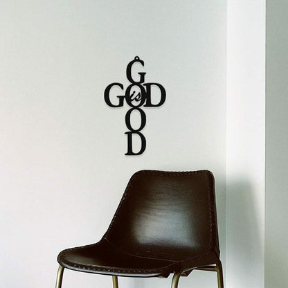 Metal Wall Art - God Is Good Cross Metal Ornaments Pretty Artwork Wall Stickers
