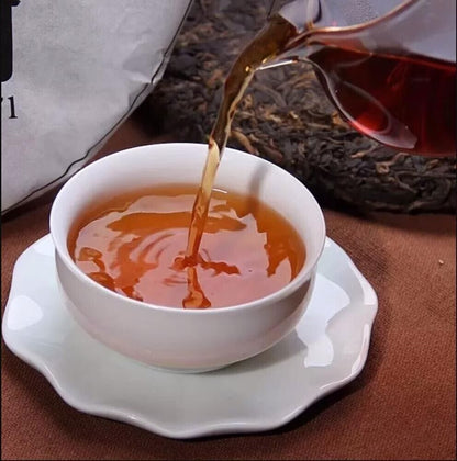 2017, China haiwan 500g lao tong zhi Shu Old Tree Puer Tea Cake Ripe Pu er erh