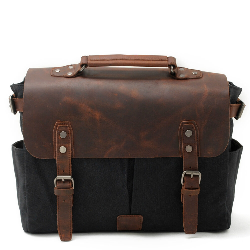 Retro Bag Canvas Leather Shoulder Messenger Portable Document Bag Knight Bag