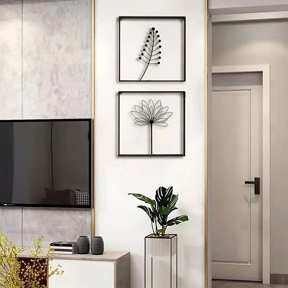 Plant Line Shape Iron Wall Hanging, Modern Fashion Hanging Iron Metal Wall