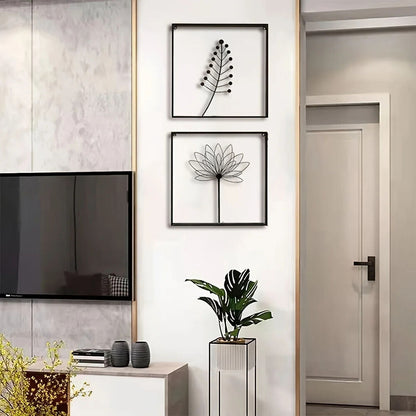 Plant Line Shape Iron Wall Hanging, Modern Fashion Hanging Iron Metal Wall