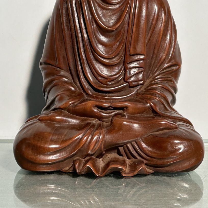 Vintage Chinese Wood Ornaments Boxwood Carving Tathagata Buddha Statue Sculpture