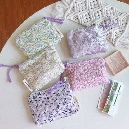Small Cosmetic Make Up Bag Cotton Floral Organizer Bags Lipstick Purse Coin 1 PC