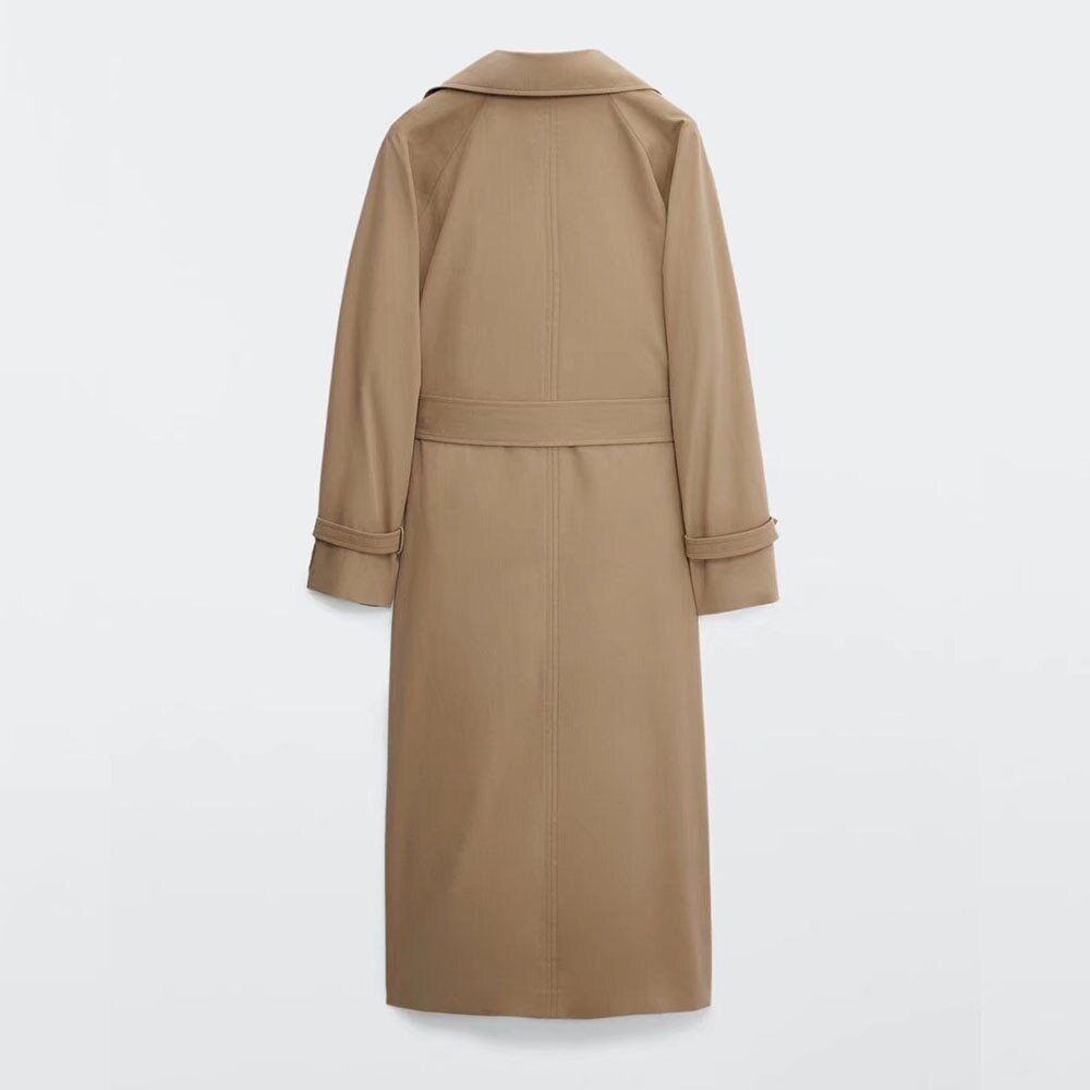 2022 Women's Clothing Retro Casual Loose Double-breasted Overknee Trench Coat