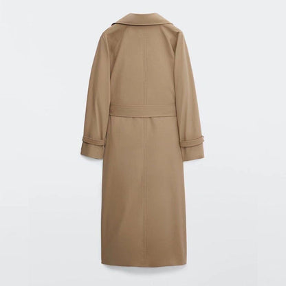 2022 Women's Clothing Retro Casual Loose Double-breasted Overknee Trench Coat