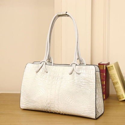 Top Cow Leather Women's luxury Handbag, Crocodile Print Shoulder Underarm Bag