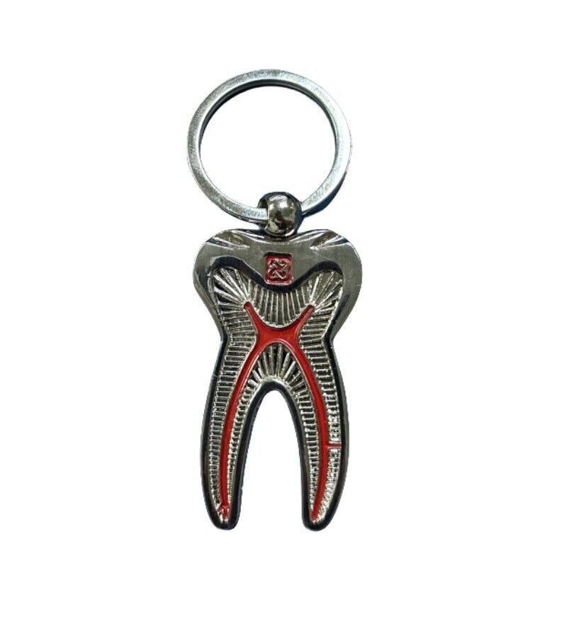 Tooth Shape Key Chain 5Pcs Metal Creative Pendant Dental Clinic Advertising