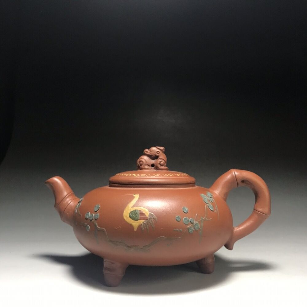 Chinese Yixing Zisha Clay Handmade Exquisite Teapot （松鹤延年 底款：顾景舟）