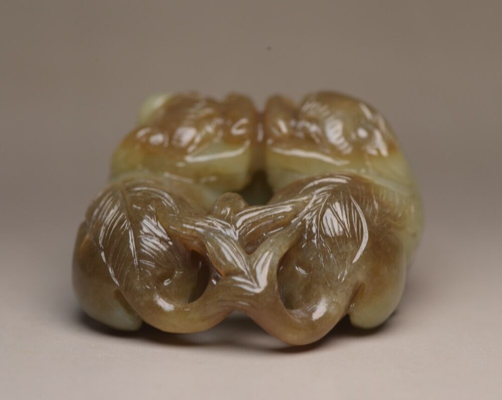 Chinese Antique Hetian Jade Carved Exquisite Lion 事事如意Statue Lucky Pair Figurine