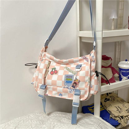Women Plaid Messenger Bags Ladies Cover Shoulder Crossbody Bag Girls Handbags