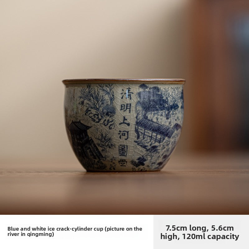120ml Exquisitely Ceramics Retro Blue and White Porcelain Tea Cup Tasting Cup
