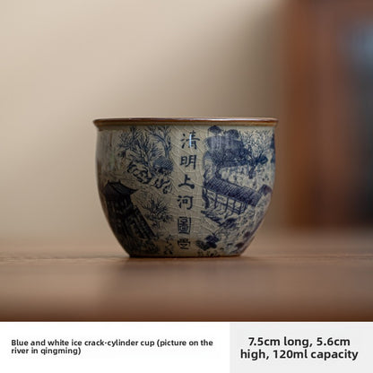 120ml Exquisitely Ceramics Retro Blue and White Porcelain Tea Cup Tasting Cup