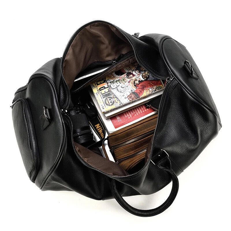 Genuine Leather Travel Bag Men Women Cowhide Casual Travel Weekend Shoulder Bag