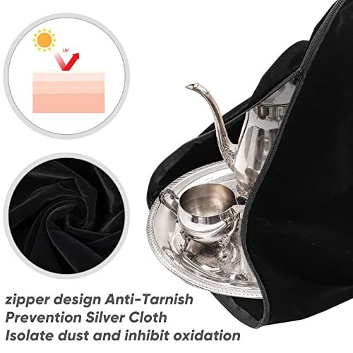 LEIFIDE Silver Storage Bags Oversized 24" x 30" Black Zipper Anti Tarnish...