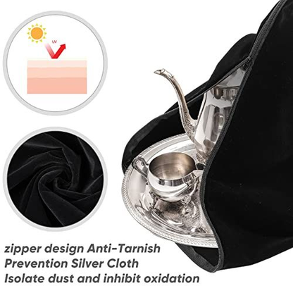 LEIFIDE Silver Storage Bags Oversized 24" x 30" Black Zipper Anti Tarnish...