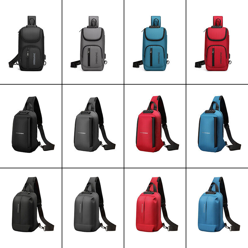 Waterproof Chest Bag Men Anti-theft USB Charging Crossbody Shoulder Bags Travel