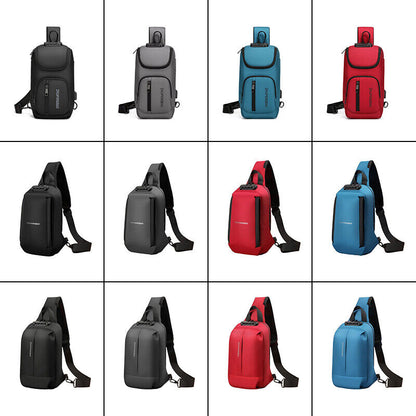 Waterproof Chest Bag Men Anti-theft USB Charging Crossbody Shoulder Bags Travel