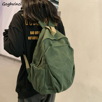 Backpacks Women Zipper School Bag Canvas Simple All-match Vintage Korean