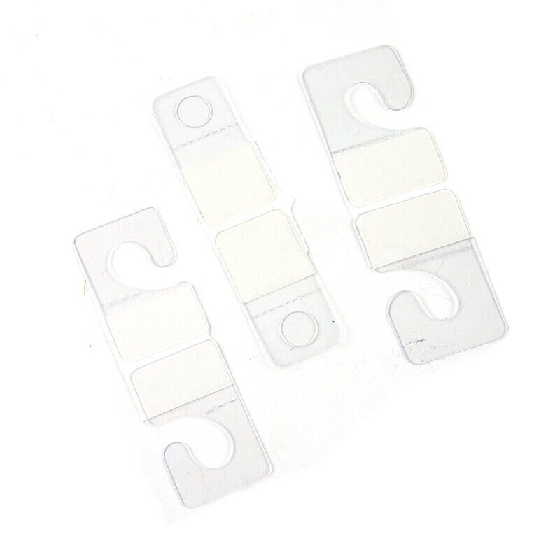 100pcs PVC Slot Hole Adhesive Hang Tags Hook Merchandise Box Bag Hangers Displa'