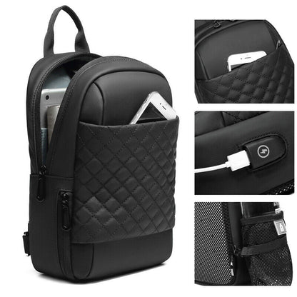 Men's Sling Backpack Oxford cloth Waterproof Crossbody Bag USB Port Sport Bags