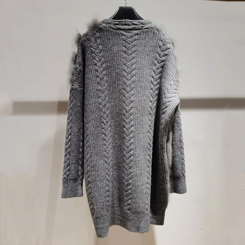Warm Autumn Long Real Fox Fur Coat Long Sleeve Fashion Cardigan Outwear