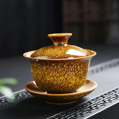 Yixing Ceramic Gaiwan Teacup Tea tureen Bowl Japanese Retro Home set Drinkware