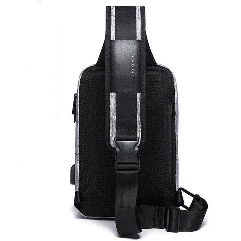 Fashion Men's Sling Backpack Oxford cloth Waterproof Crossbody Bag With USB Port