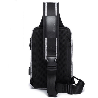Fashion Men's Sling Backpack Oxford cloth Waterproof Crossbody Bag With USB Port