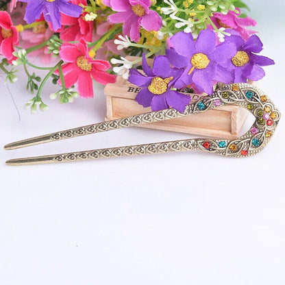 Women Hair Accessories Antique Bronze Plated Hairpins U-Shape Hair Stick Jewelry