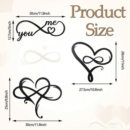 3 Pieces Infinity Heart Wall Decor Love Wall Metal Sign Heart Shaped Wall Art