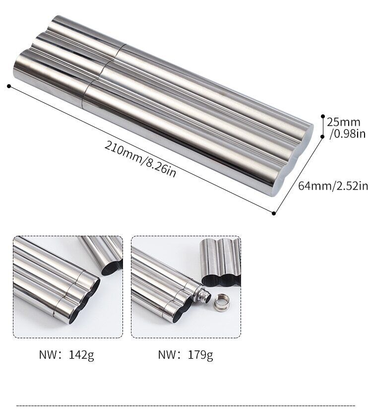 Cigar Tube Storage Cases Stainless Steel Humidor Travel Tobacco Cigarette Holder