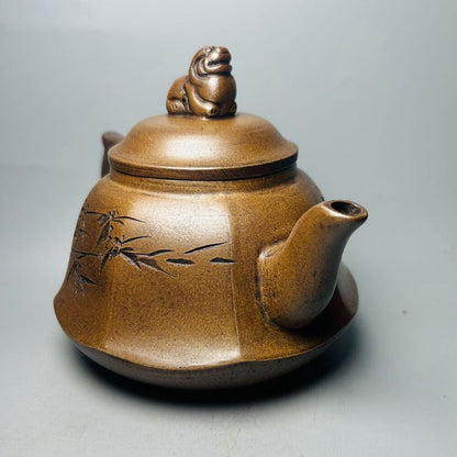 Vintage Chinese Yixing Purple Clay Teapot Zisha Ceremony Carving Nice Teaware