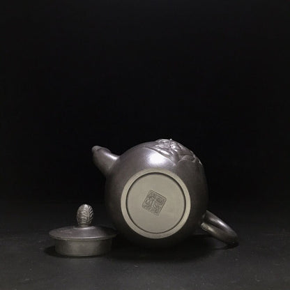 vintage chinese yixing purple clay teapot zisha ceremony carving Collectible art