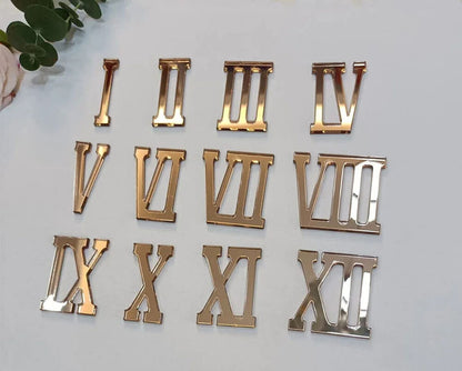 Numerics Unfinished Acrylic Cutout 12Pcs Wooden Roman Numerals Clock Craft Decor