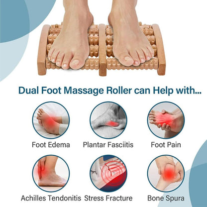 Wooden Foot Massage Tools for Pain Relief and Stress & Manual Roller Set of 2