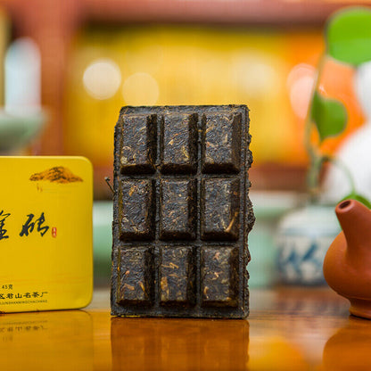 China Yellow Tea Mini Gold Brick Pressed Tea Genuine Jun Shan Huang Cha 45g Box